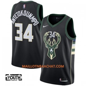 Maillot NBA Milwaukee Bucks Giannis Antetokounm 34 Nike 2017-18 Noir Swingman - Enfant